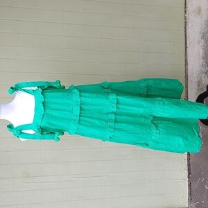NWT Gaudie Counting the Ways Kelly Green Ruffle Dress Sz M
